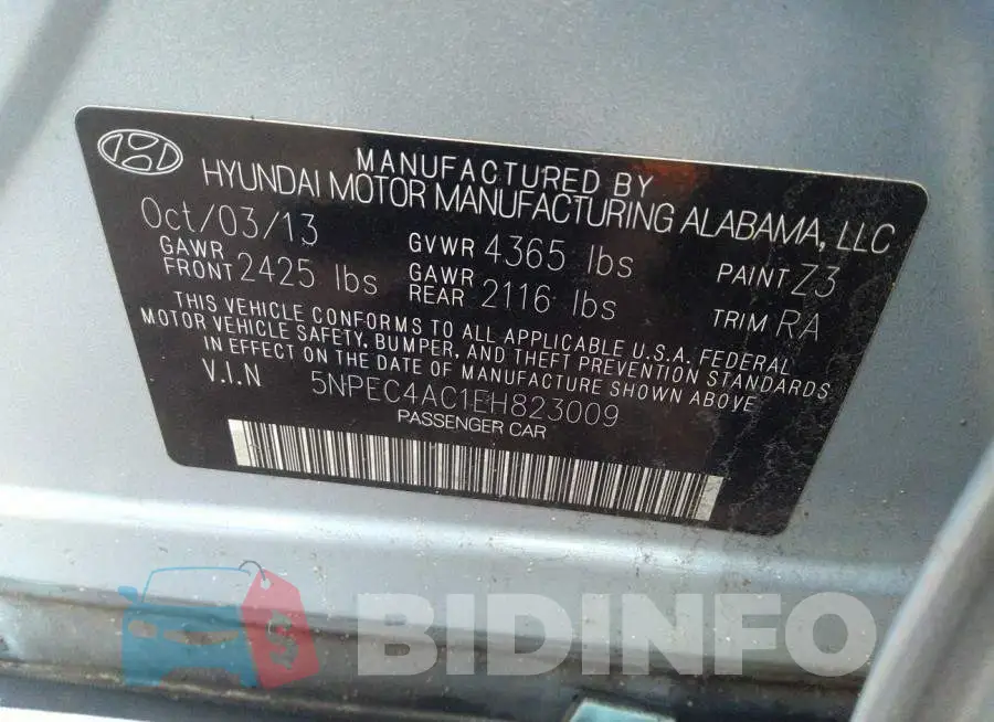 5NPEC4AC1EH823009 Photo# 9