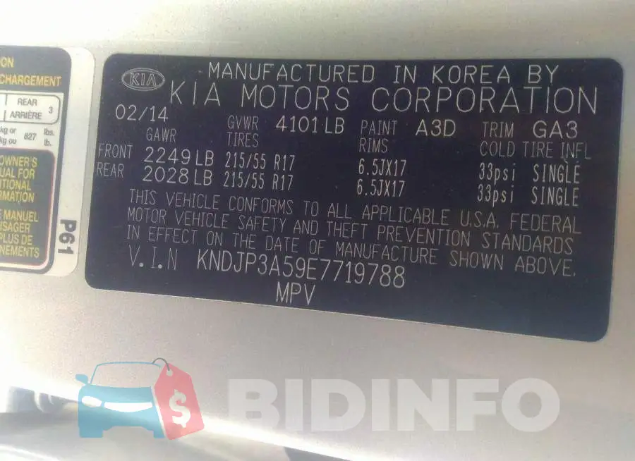 KNDJP3A59E7719788 Photo# 9
