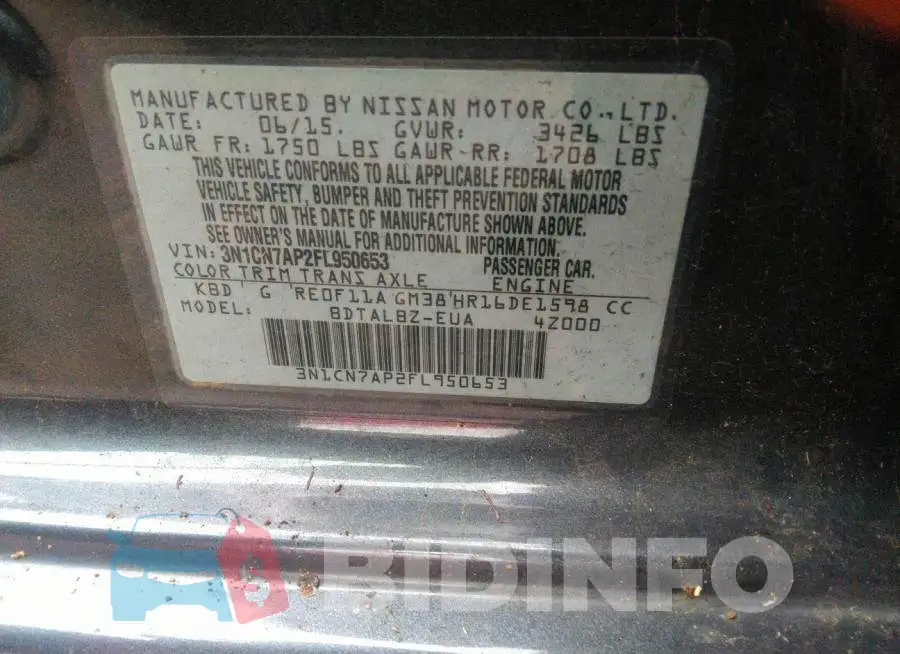 3N1CN7AP2FL950653 Photo# 9