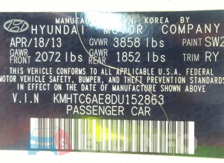 KMHTC6AE8DU152863 Photo# 9