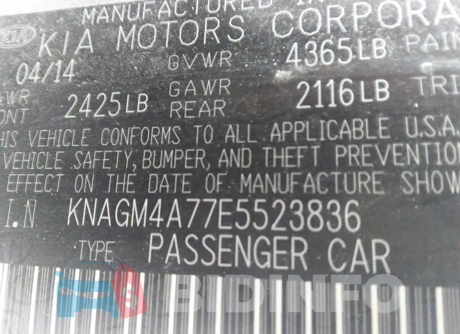 KNAGM4A77E5523836 Photo# 9