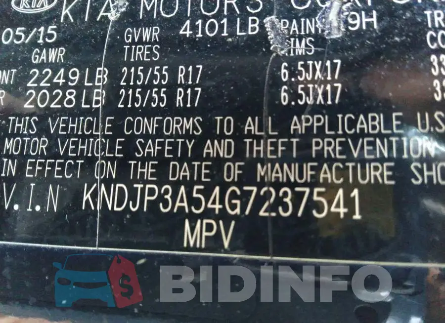 KNDJP3A54G7237541 Photo# 9