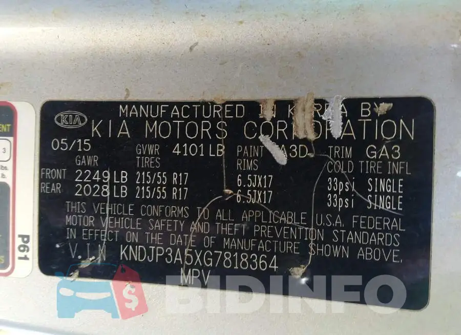 KNDJP3A5XG7818364 Photo# 9
