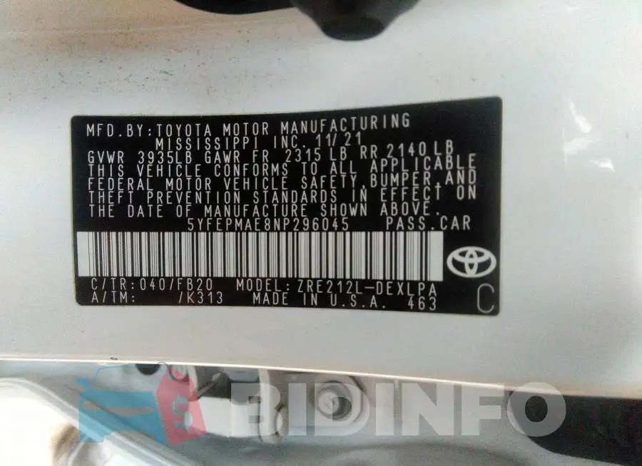 5YFEPMAE8NP296045 Photo# 9