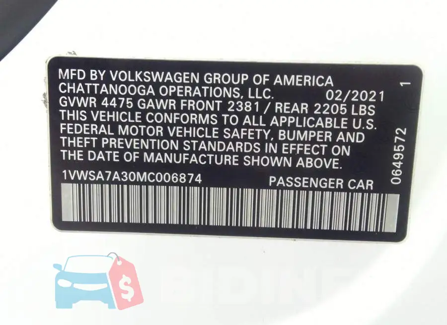 1VWSA7A30MC006874 Photo# 9