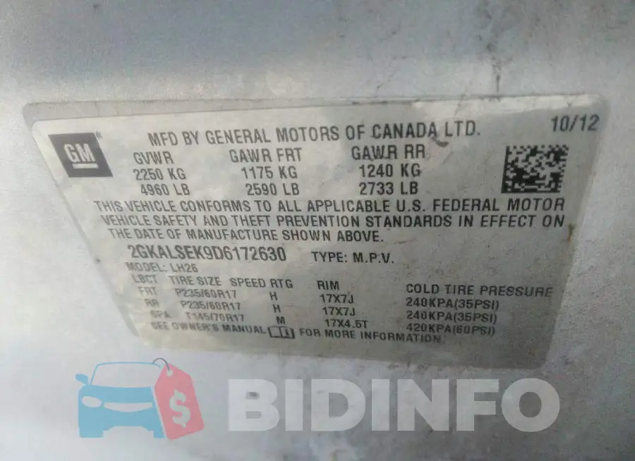 2GKALSEK9D6172630 Photo# 9