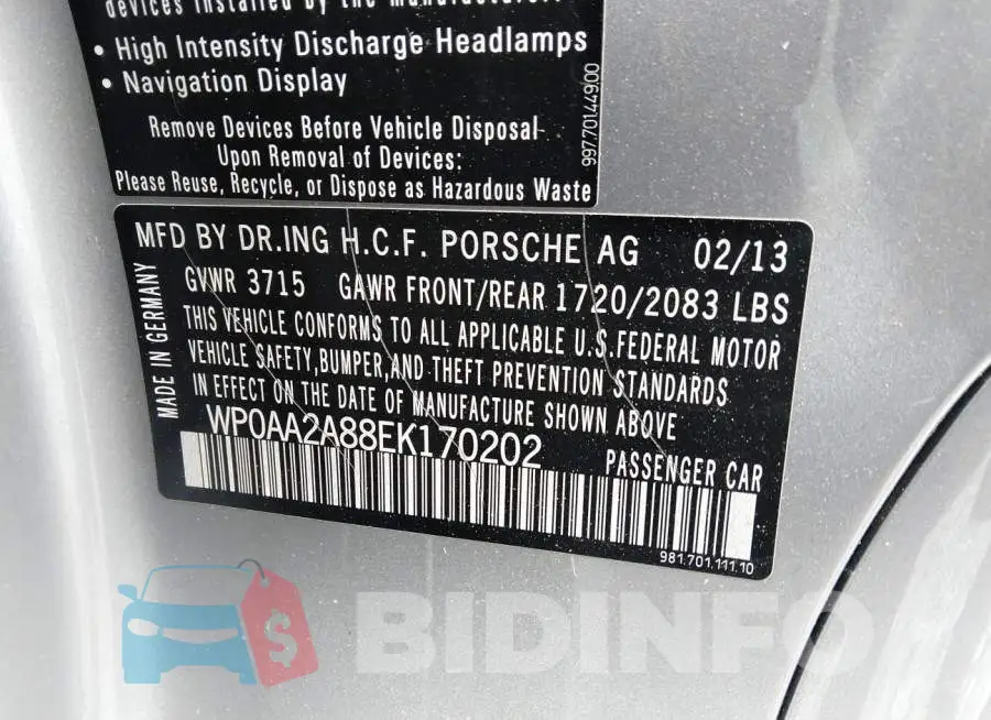 WP0AA2A88EK170202 Photo# 9
