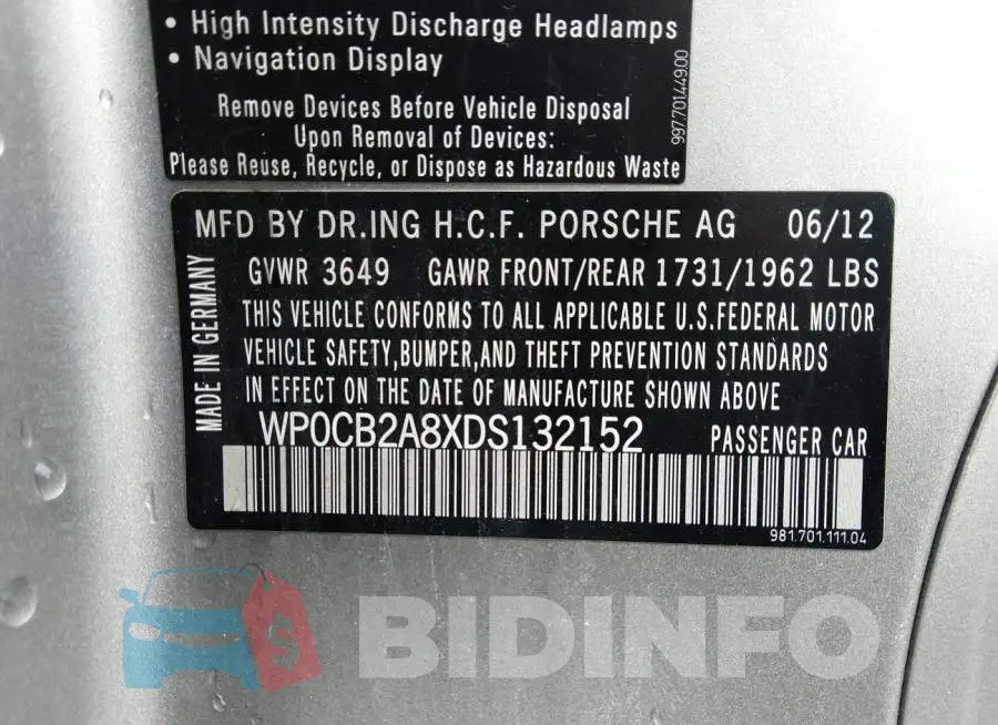 WP0CB2A8XDS132152 Photo# 9
