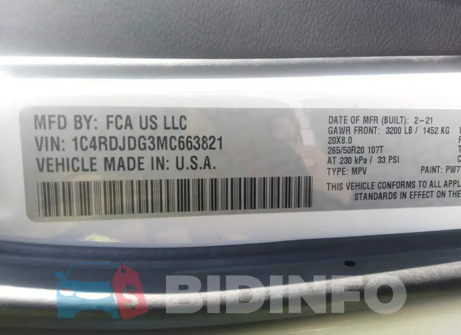 1C4RDJDG3MC663821 Photo# 9