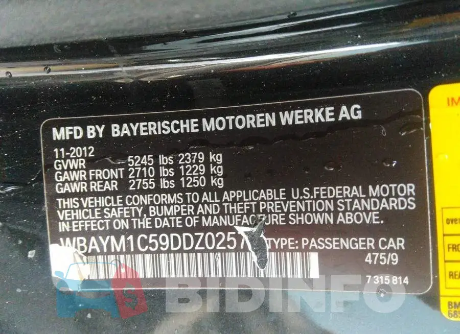 WBAYM1C59DDZ02579 Photo# 9