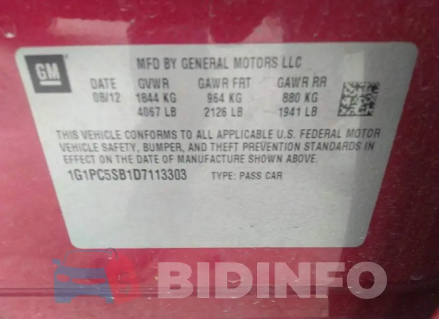 1G1PC5SB1D7113303 Photo# 9