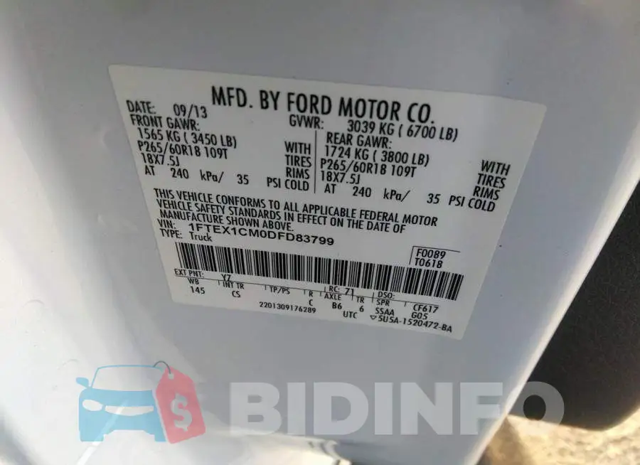 1FTEX1CM0DFD83799 Photo# 9