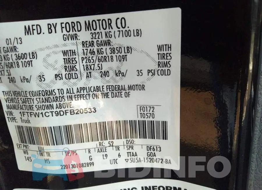 1FTFW1CT9DFB20533 Photo# 9