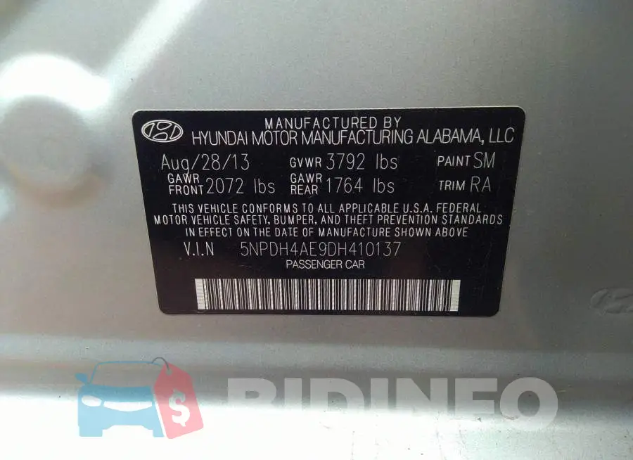 5NPDH4AE9DH410137 Photo# 9