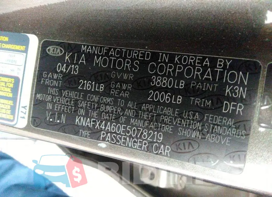 KNAFX4A60E5078219 Photo# 9