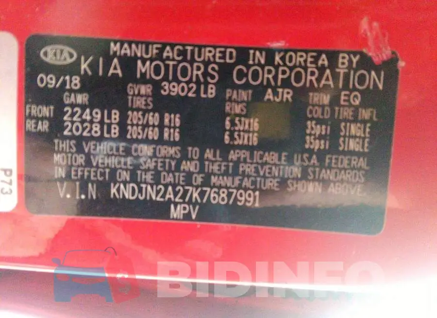 KNDJN2A27K7687991 Photo# 9