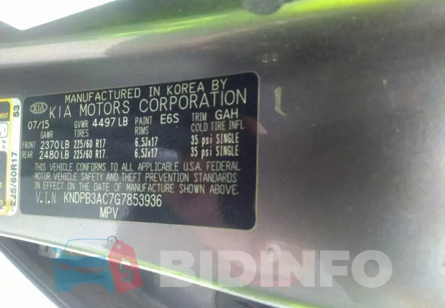 KNDPB3AC7G7853936 Photo# 7