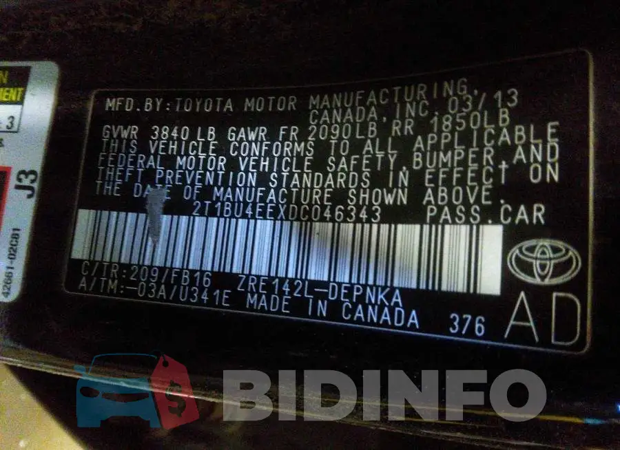 2T1BU4EEXDC046343 Photo# 9