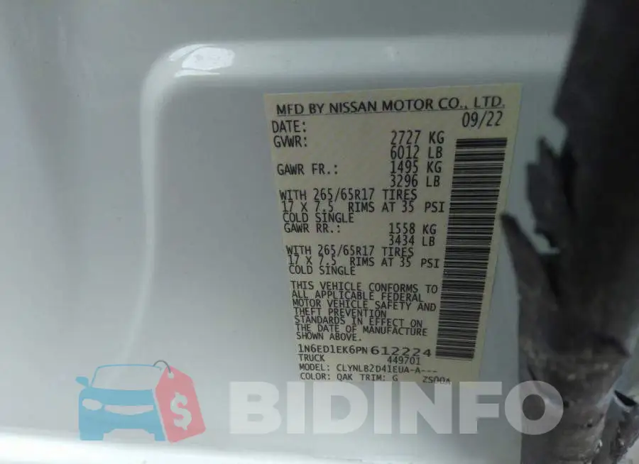 1N6ED1EK6PN612224 Photo# 9