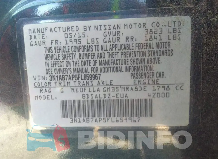3N1AB7AP5FL659967 Photo# 9