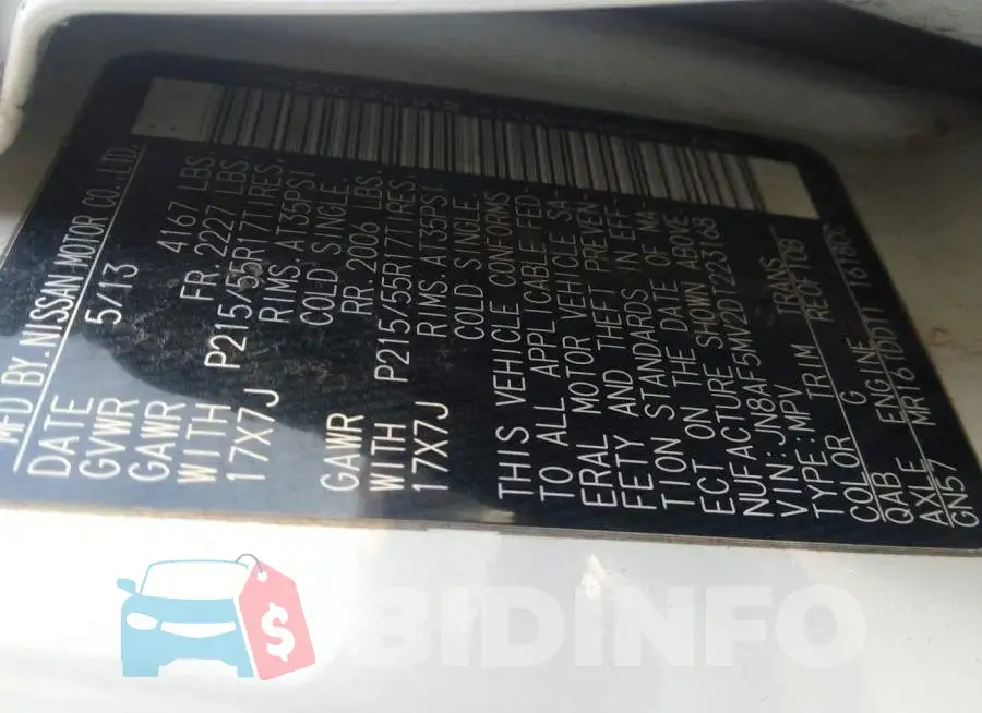 JN8AF5MV2DT223168 Photo# 9