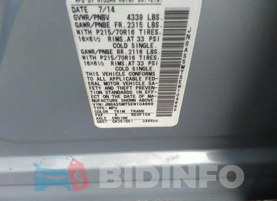 JN8AS5MT5EW104668 Photo# 9