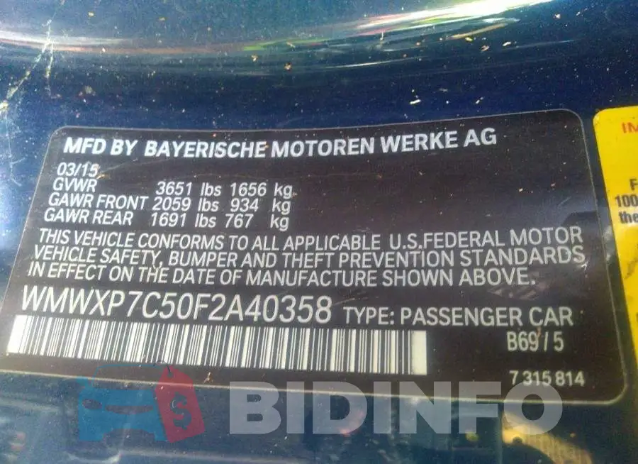 WMWXP7C50F2A40358 Photo# 9
