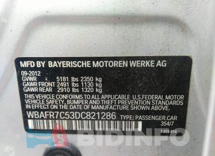 WBAFR7C53DC821286 Photo# 9