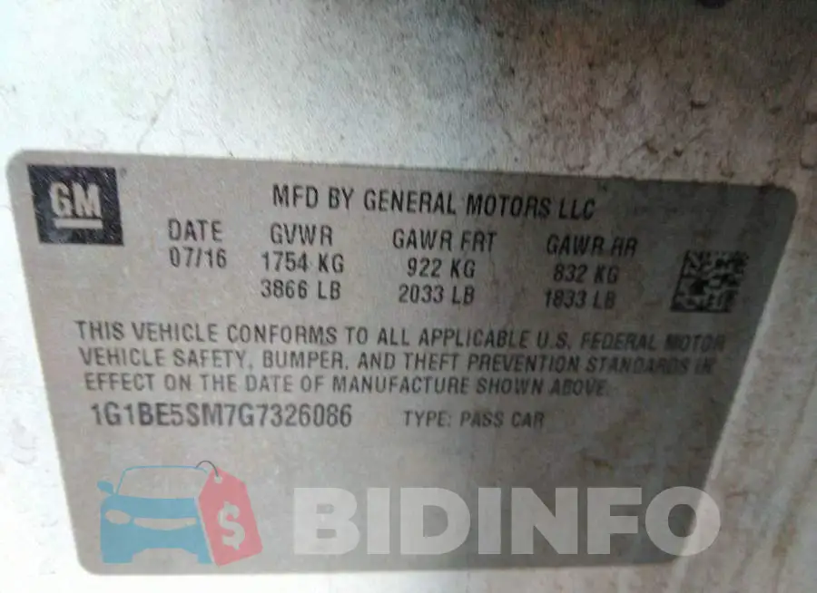 1G1BE5SM7G7326086 Photo# 9