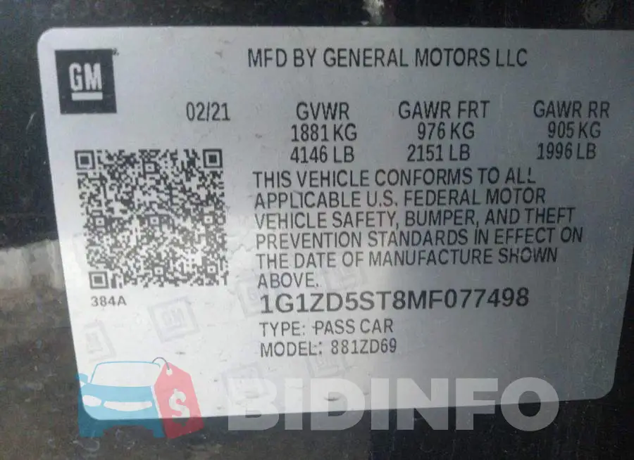 1G1ZD5ST8MF077498 Photo# 9