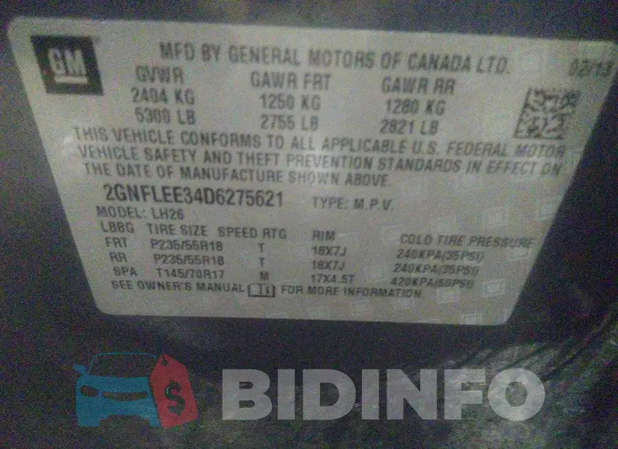 2GNFLEE34D6275621 Photo# 9