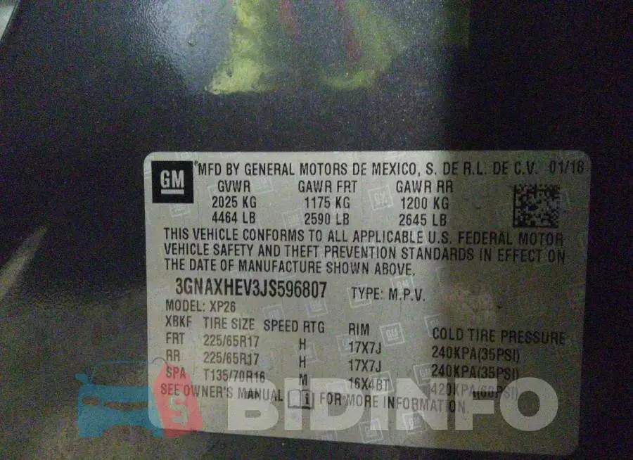 3GNAXHEV3JS596807 Photo# 9