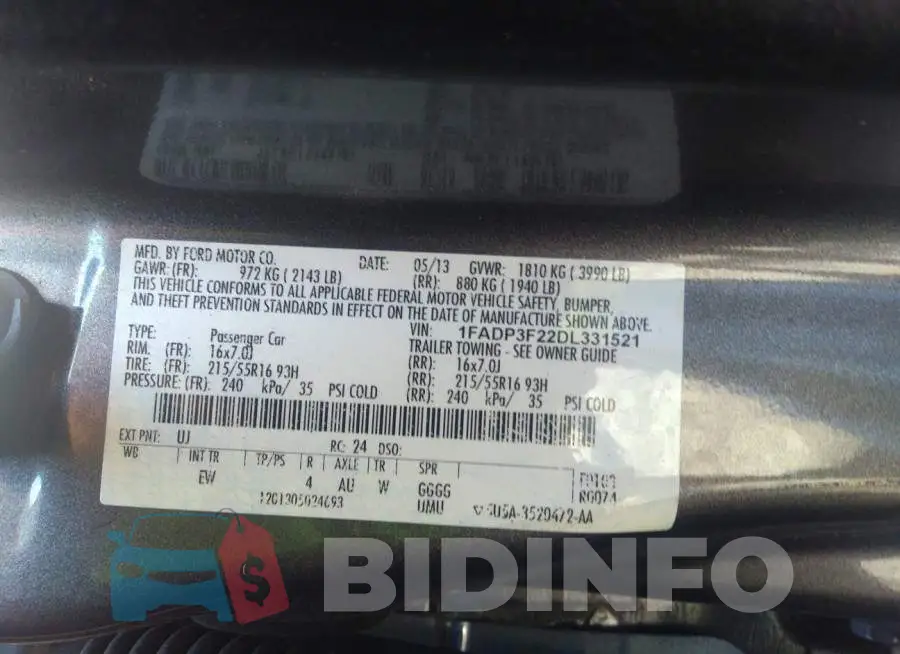 1FADP3F22DL331521 Photo# 9
