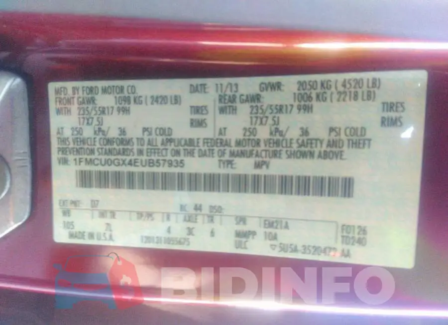 1FMCU0GX4EUB57935 Photo# 9