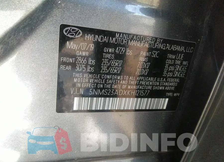 5NMS23ADXKH121577 Photo# 9