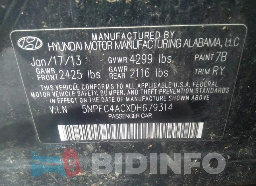 5NPEC4ACXDH679314 Photo# 9