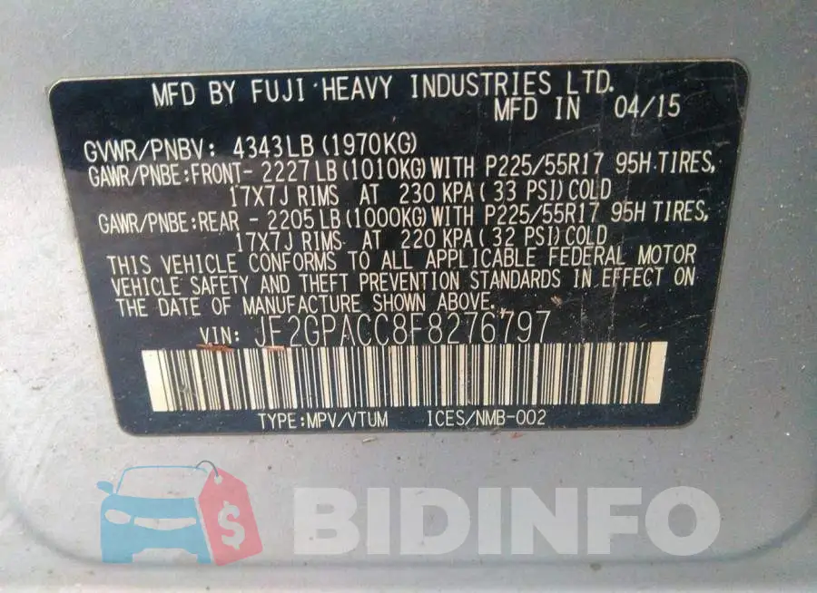 JF2GPACC8F8276797 Photo# 9