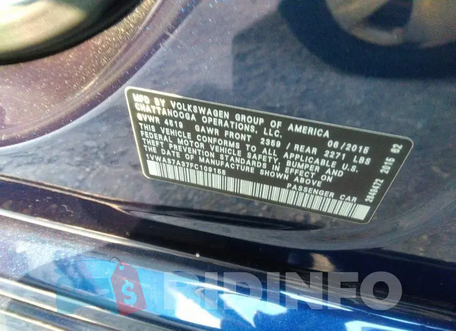 1VWAS7A37FC109155 Photo# 9