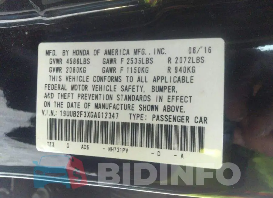 19UUB2F3XGA012347 Photo# 9