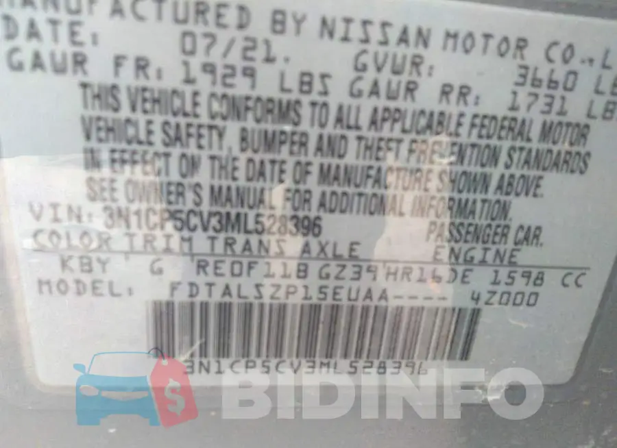 3N1CP5CV3ML528396 Photo# 9