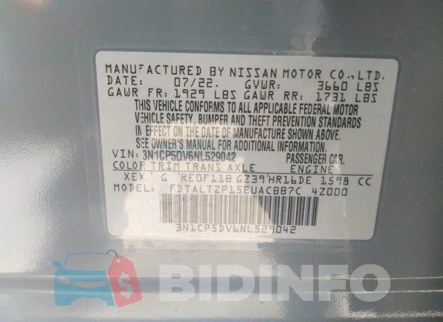 3N1CP5DV6NL529042 Photo# 9