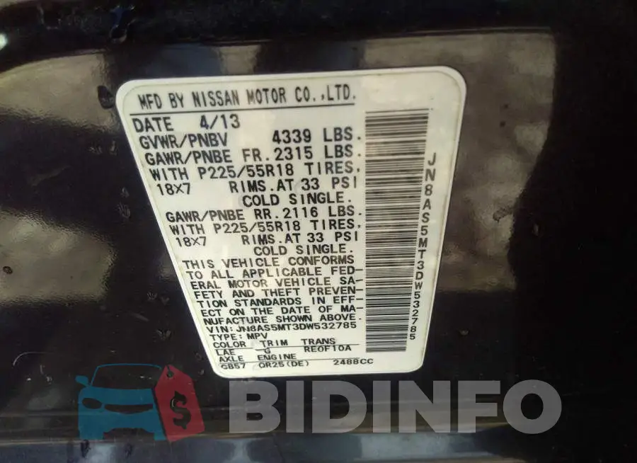 JN8AS5MT3DW532785 Photo# 9
