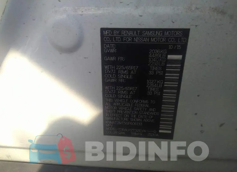 KNMAT2MT5GP606133 Photo# 9