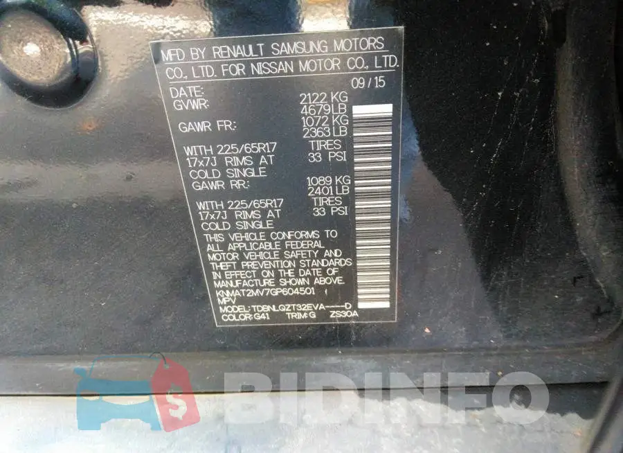 KNMAT2MV7GP604501 Photo# 9