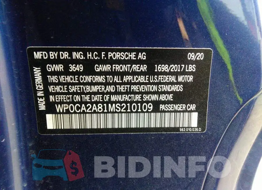 WP0CA2A81MS210109 Photo# 9
