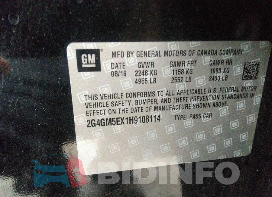 2G4GM5EX1H9108114 Photo# 9