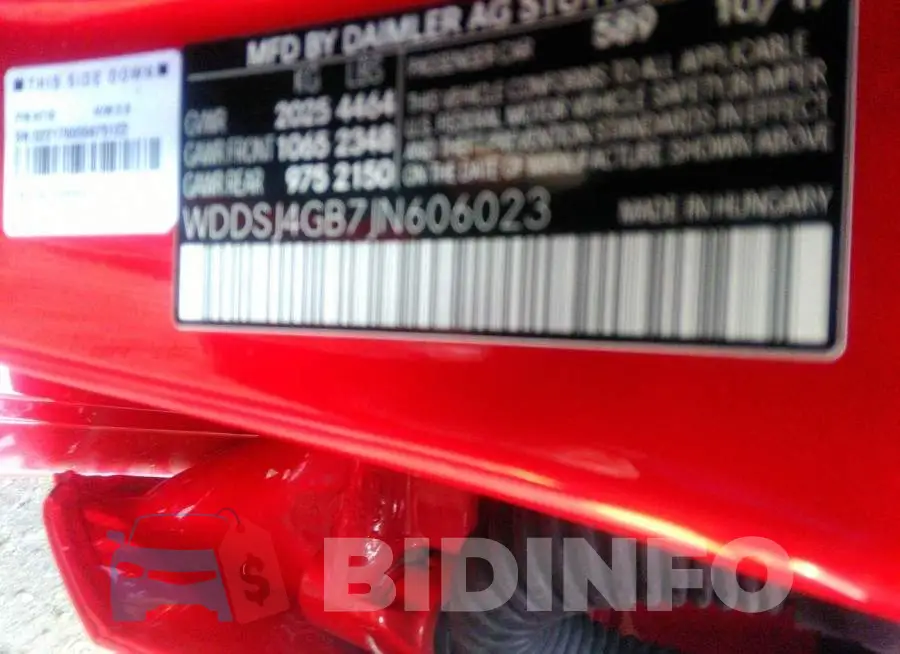 WDDSJ4GB7JN606023 Photo# 9