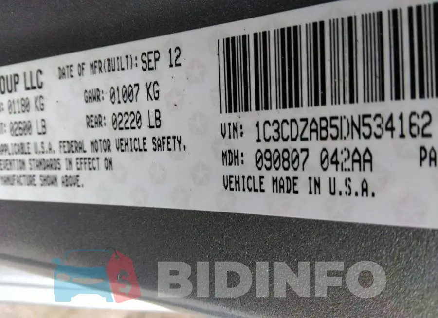 1C3CDZAB5DN534162 Photo# 9