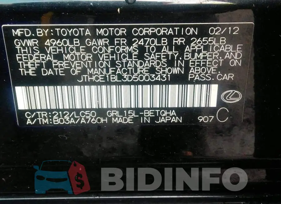 JTHCE1BL3D5003431 Photo# 9