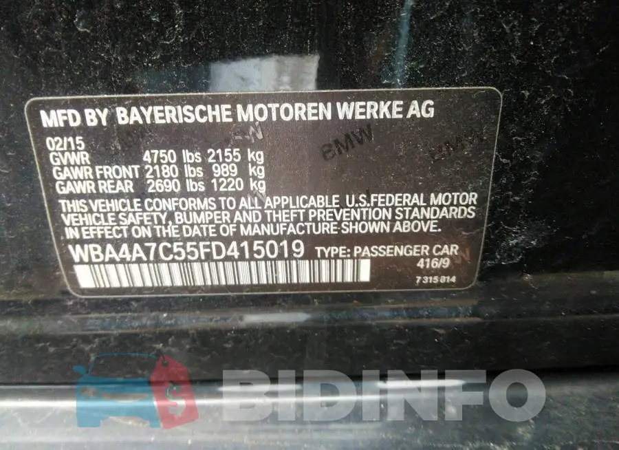 WBA4A7C55FD415019 Photo# 9